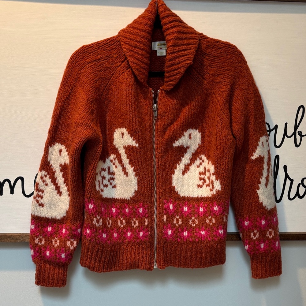 Anthropologie Swan Zip Maeve Cardigan